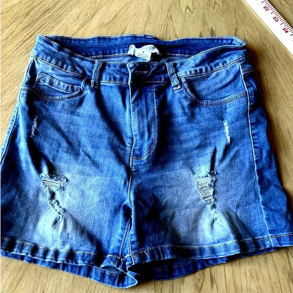Workshop Republic jean stretch Shorts Womens 6 Denim Distressed Grunge Boho Med
